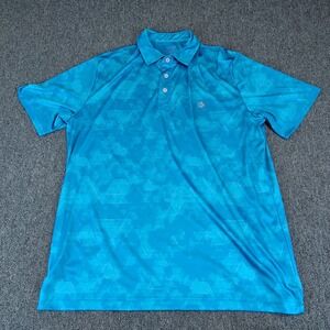 Ocean + Coast Mens‎ Polo Shirt Large Blue Polyester Geometric Short Sleeve Golf